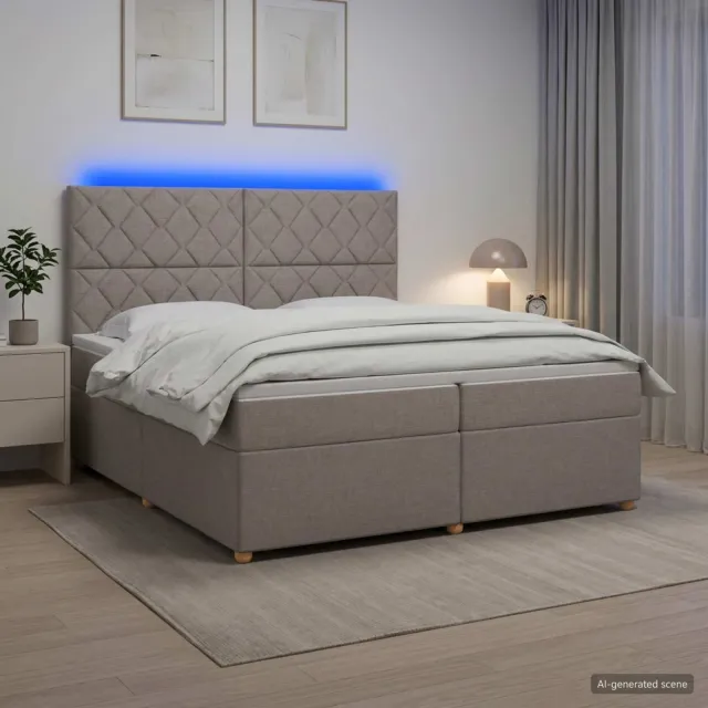 vidaXL Boxspringbed met matras met hoofdeinde Taupe 200 x 200 cm Stof
