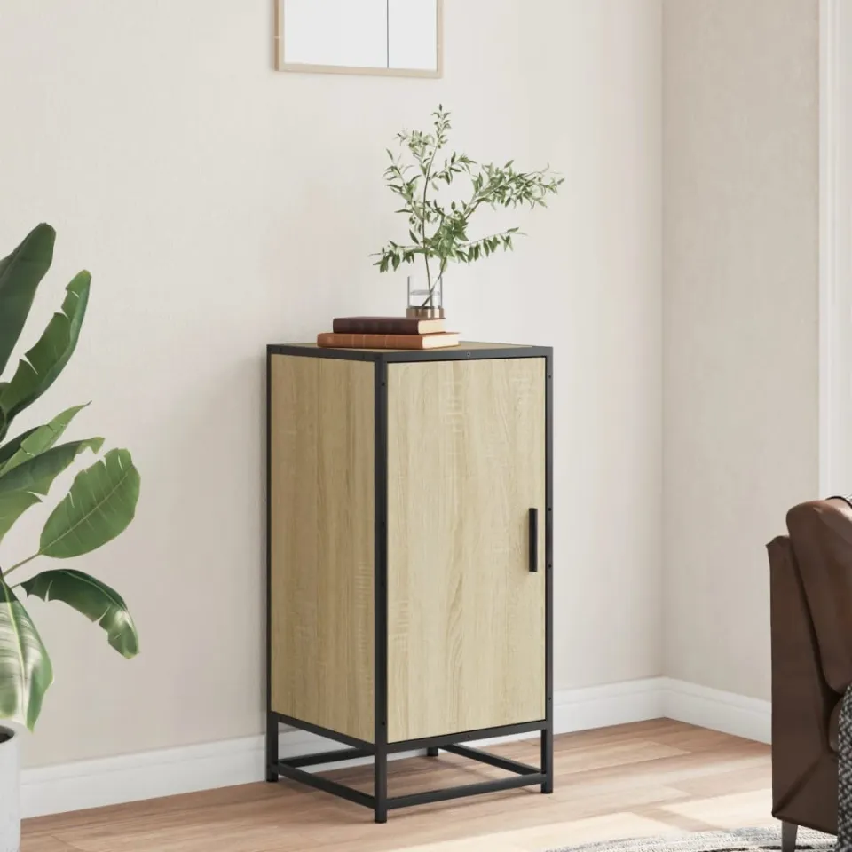 vidaXL Dressoir 35,5x35x76 cm bewerkt hout en metaal sonoma eikenkleur, foto 3