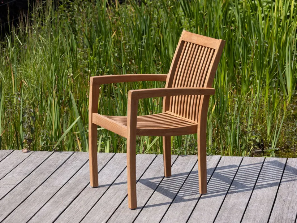 Sunyard Furniture Sunyard Jakarta/Liverpool 160cm dining tuinset 5-delig stapelbaar bruin, foto 4