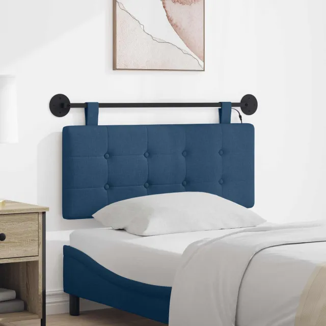 vidaXL Hangend hoofdbord Blauw Stof