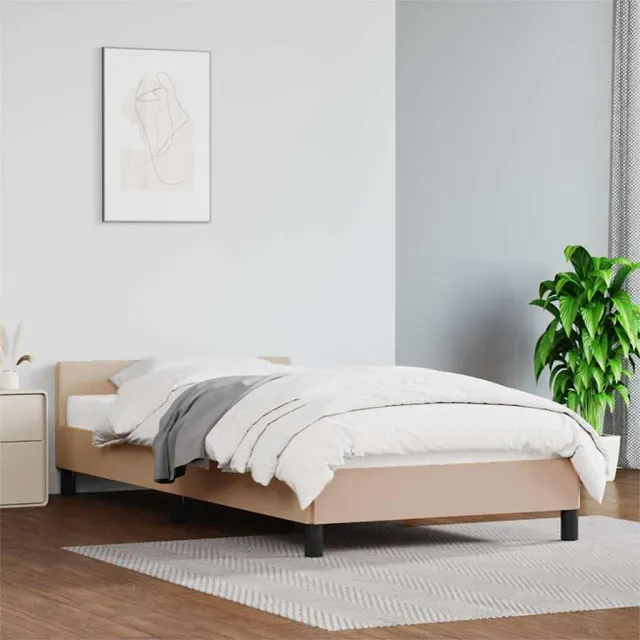 vidaXL Bedframe met hoofdeinde zonder matras Cappuccino 100x200 cm Bruin