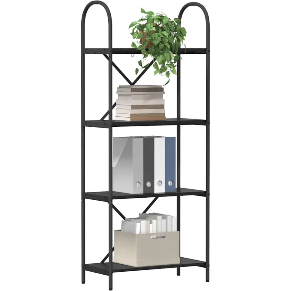 vidaXL Boekenkast 4-laags 60 x 30 x 146 cm Bewerkt hout Zwart Eiken