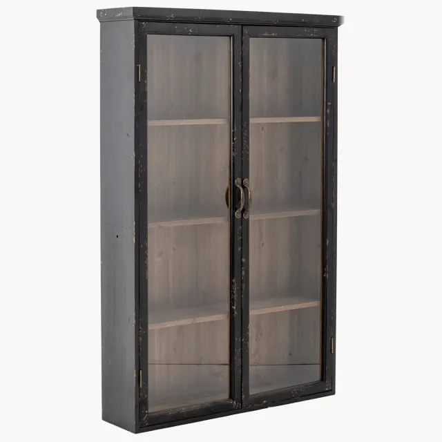 Bloomingville Houten vitrinekast Hazem Transparant, Zwart