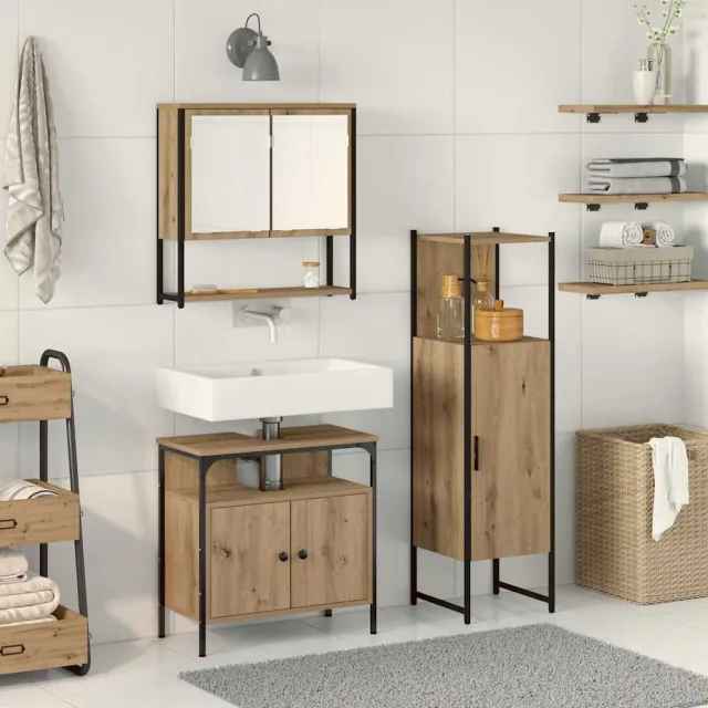 vidaXL Badkamermeubelset 3 st Bruin Bewerkt hout