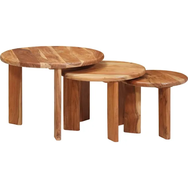 vidaXL Nest Koffietafels 3 st Bruin Ø 54 x 40 cm Massief Acaciahout