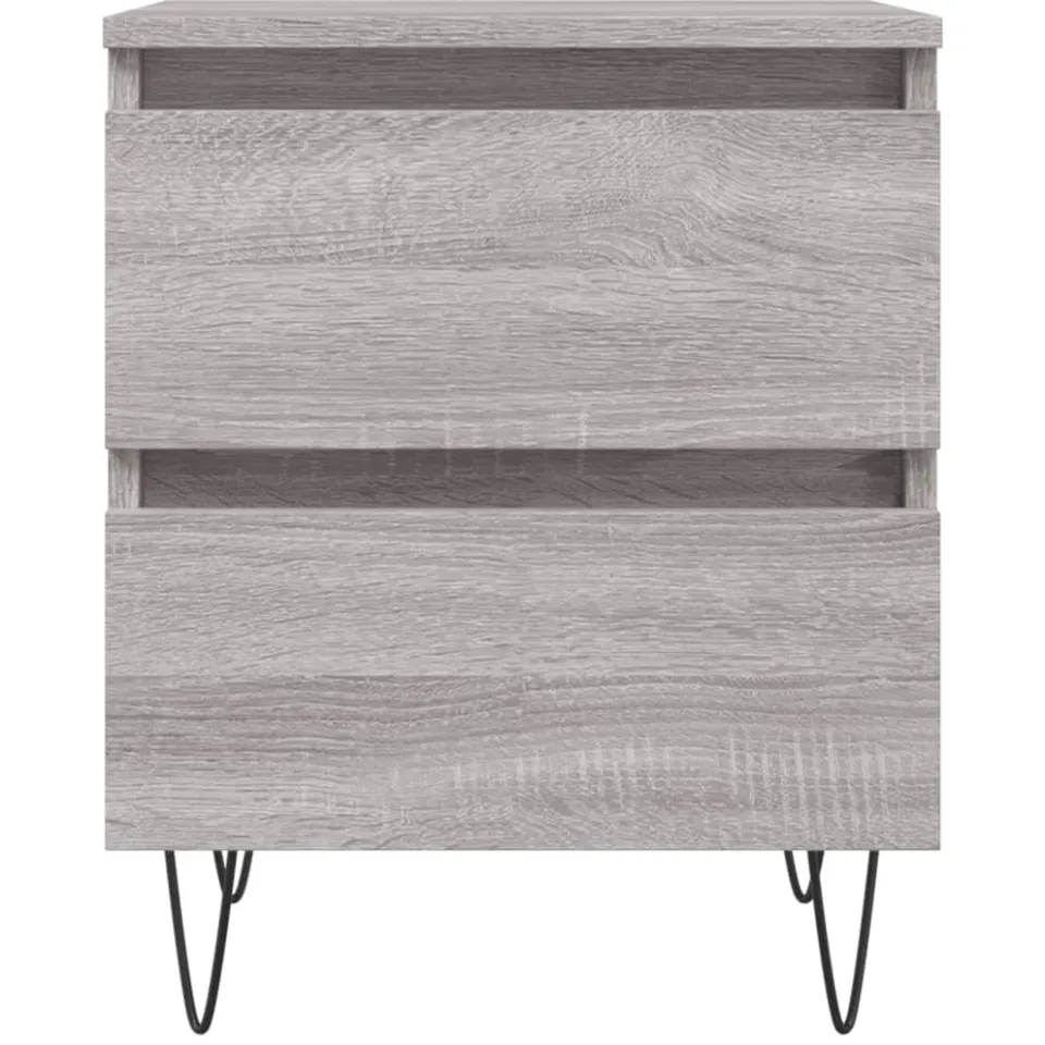 vidaXL Nachtkastjes 2 st 40x35x50 cm bewerkt hout grijs sonoma eiken