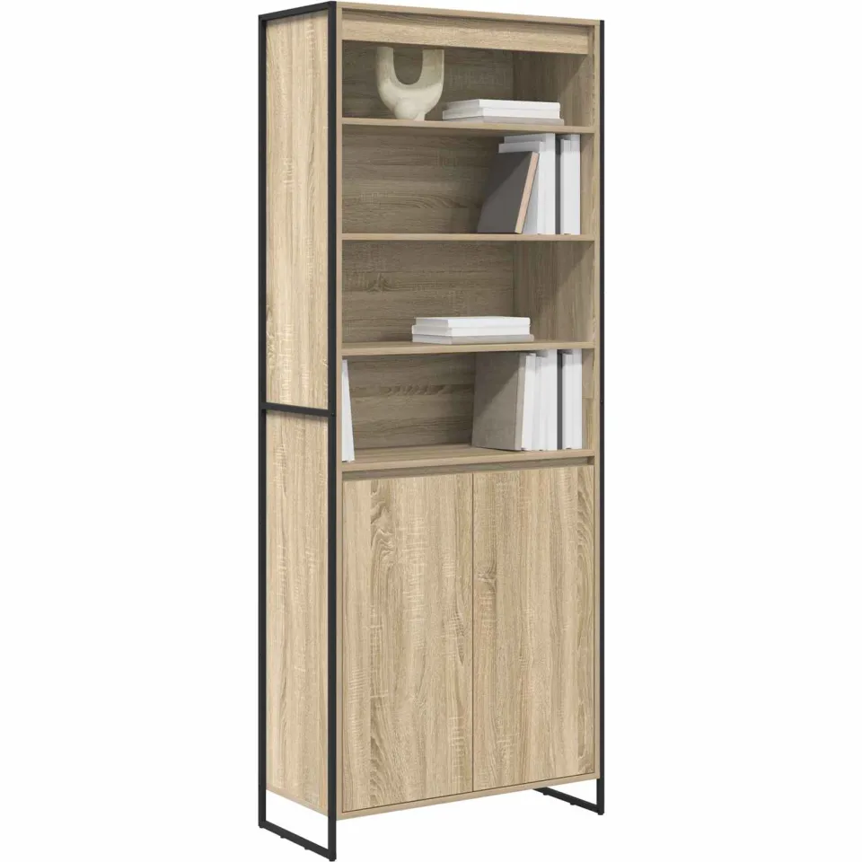 vidaXL Hoge Kasten Sonoma 79 x 36 x 200 cm Bewerkt hout Bruin