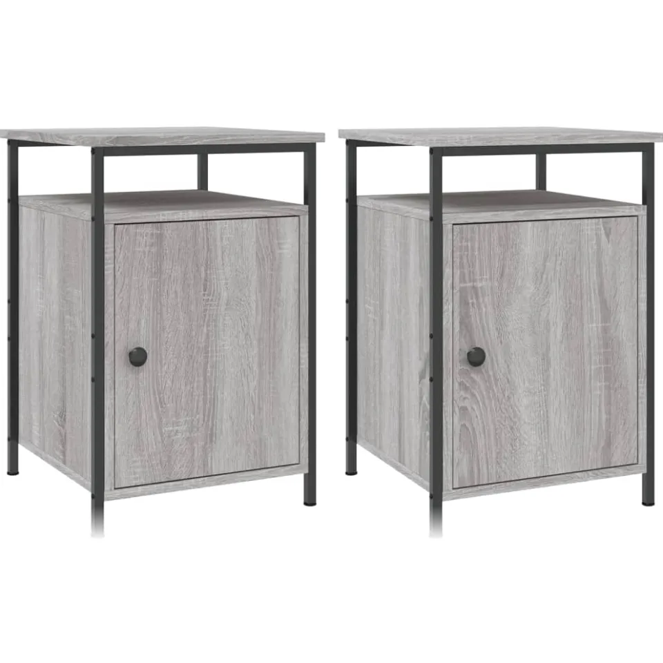 vidaXL Nachtkastjes 2 st 40x42x60 cm bewerkt hout grijs sonoma eiken