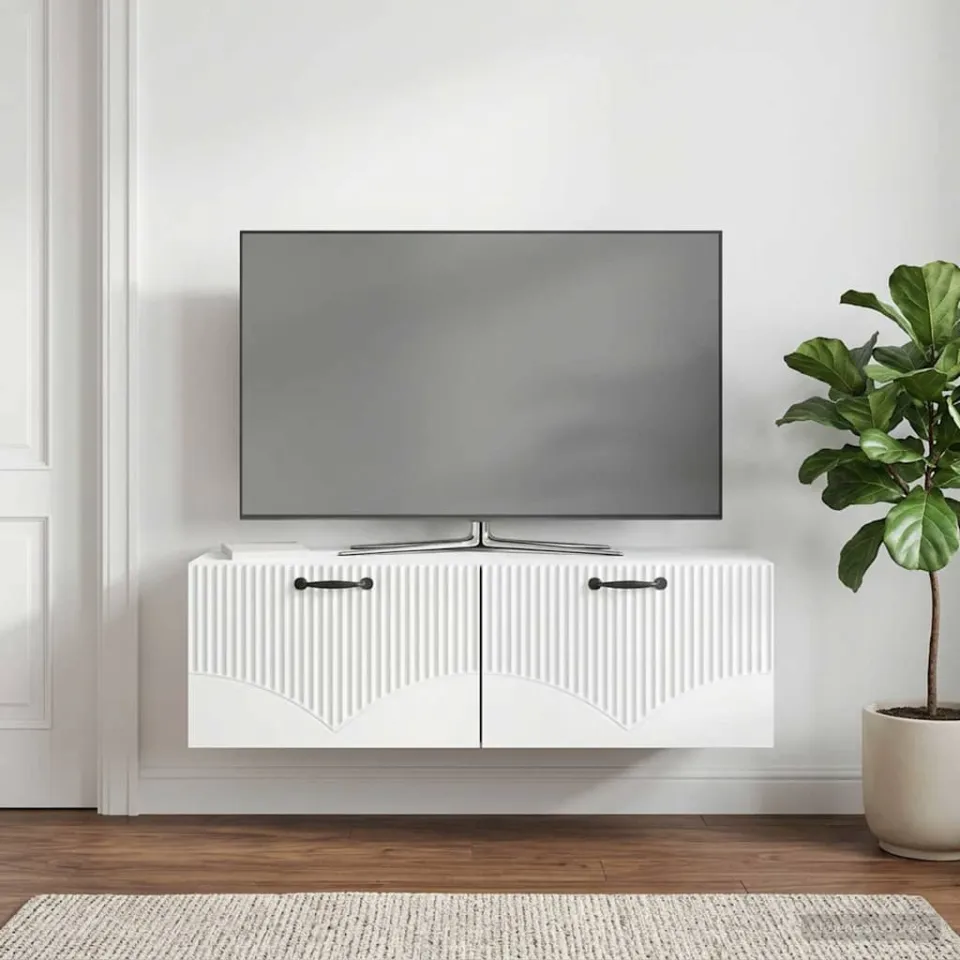 vidaXL Wandbeugel TV-kast Wit 98 x 41 x 30 cm Bewerkt hout, foto 4