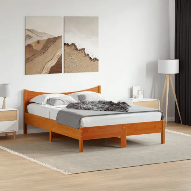 vidaXL Bedframe zonder matras massief grenenhout wasbruin 140x200 cm