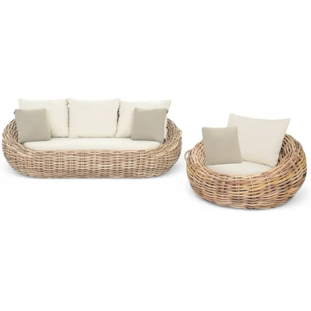 Apple Bee Cocoon Loungeset 2-delig | Bank & Loungestoel | Cream Bouclé | Biculair® Rope Taupe