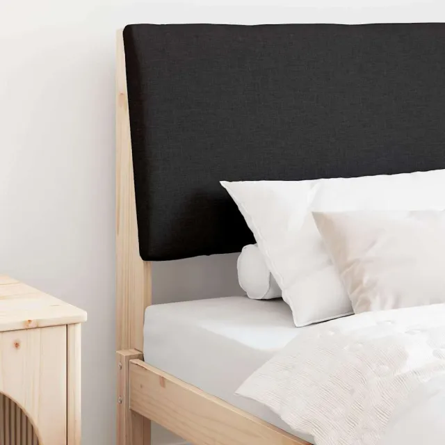 vidaXL Gestoffeerd hoofdbord Zwart 90 cm Massief grenenhout Bruin