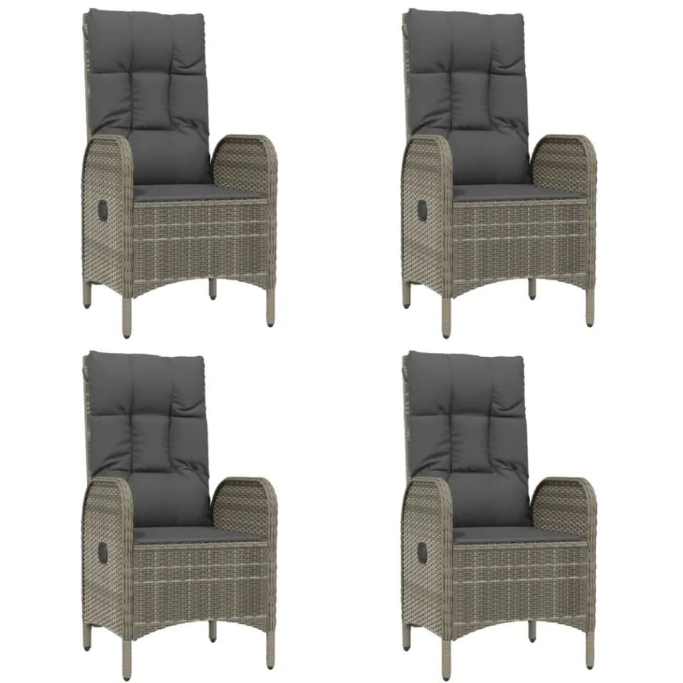 vidaXL 5-delige Tuinset met kussens poly rattan grijs