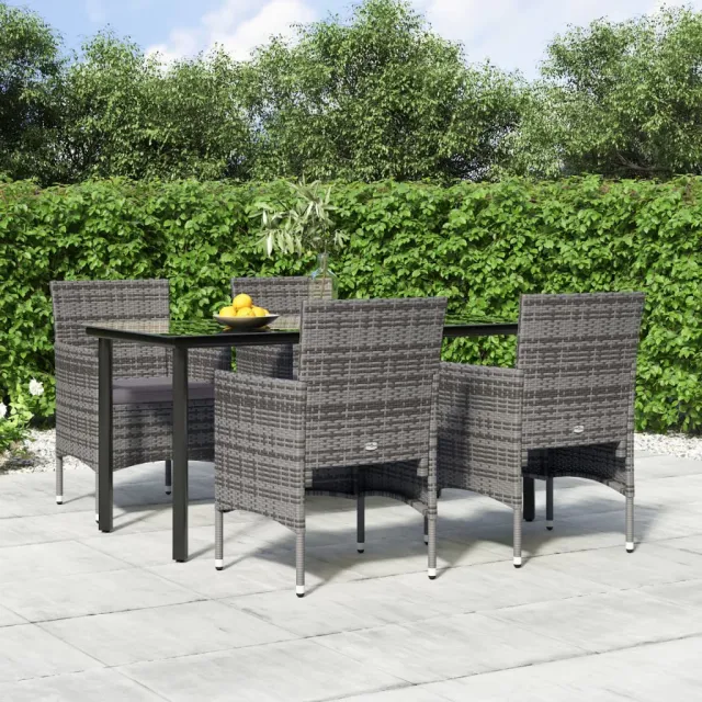 vidaXL 5-delige Tuinset met kussens grijs en zwart, foto 2