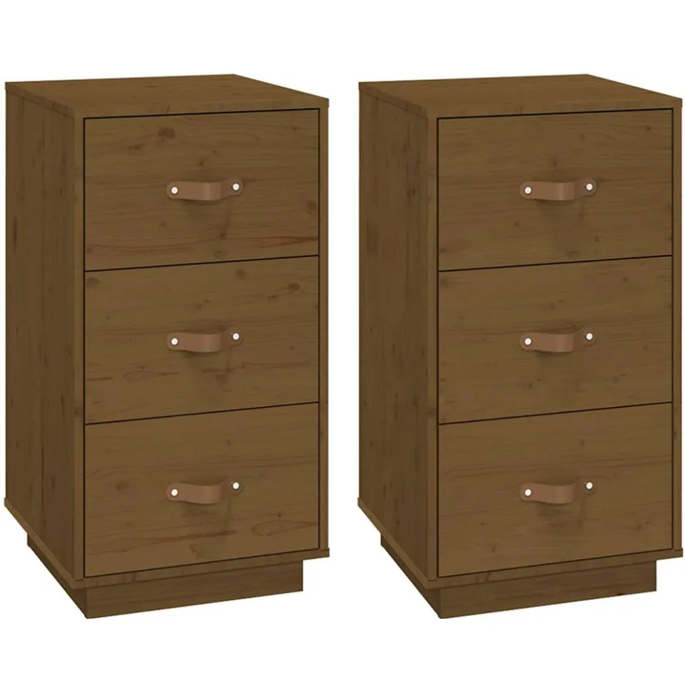 vidaXL Nachtkastjes 2 st 40x40x75 cm massief grenenhout honingbruin