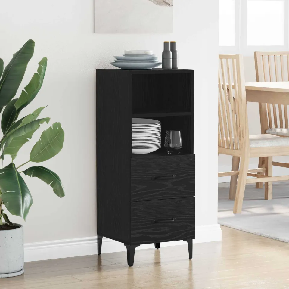 vidaXL Dressoir Zwart eiken 34 x 34.5 x 90 cm Bewerkt hout, foto 3