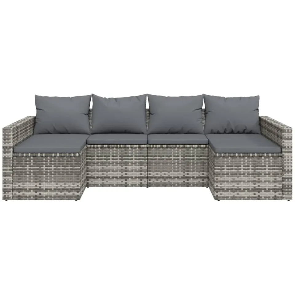 vidaXL 2-delige Loungeset met kussens poly rattan grijs, foto 3