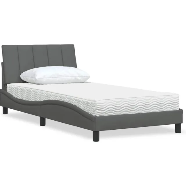 vidaXL Bed met matras "Hanko" stof donkergrijs 100x200 cm