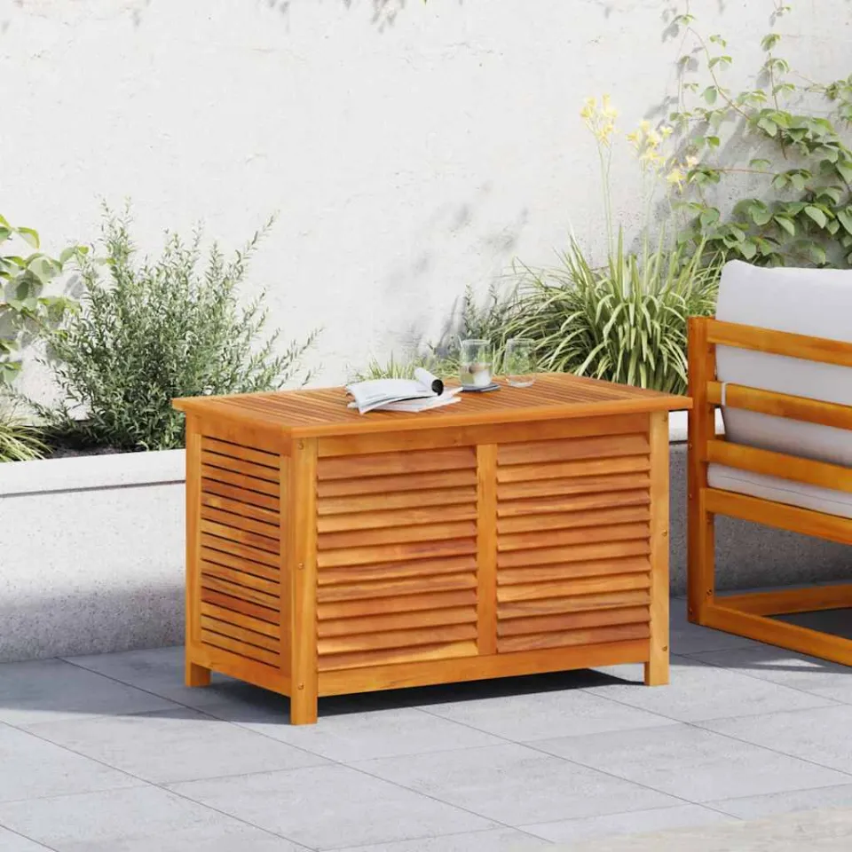 vidaXL Tuinbox met jaloezieën 90x50x56 cm massief acaciahout bruin, foto 2