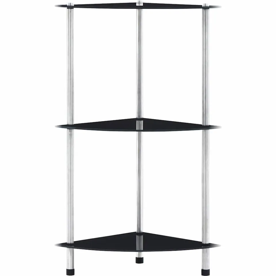 vidaXL Kastje 3-laags 30x30x67 cm gehard glas zwart