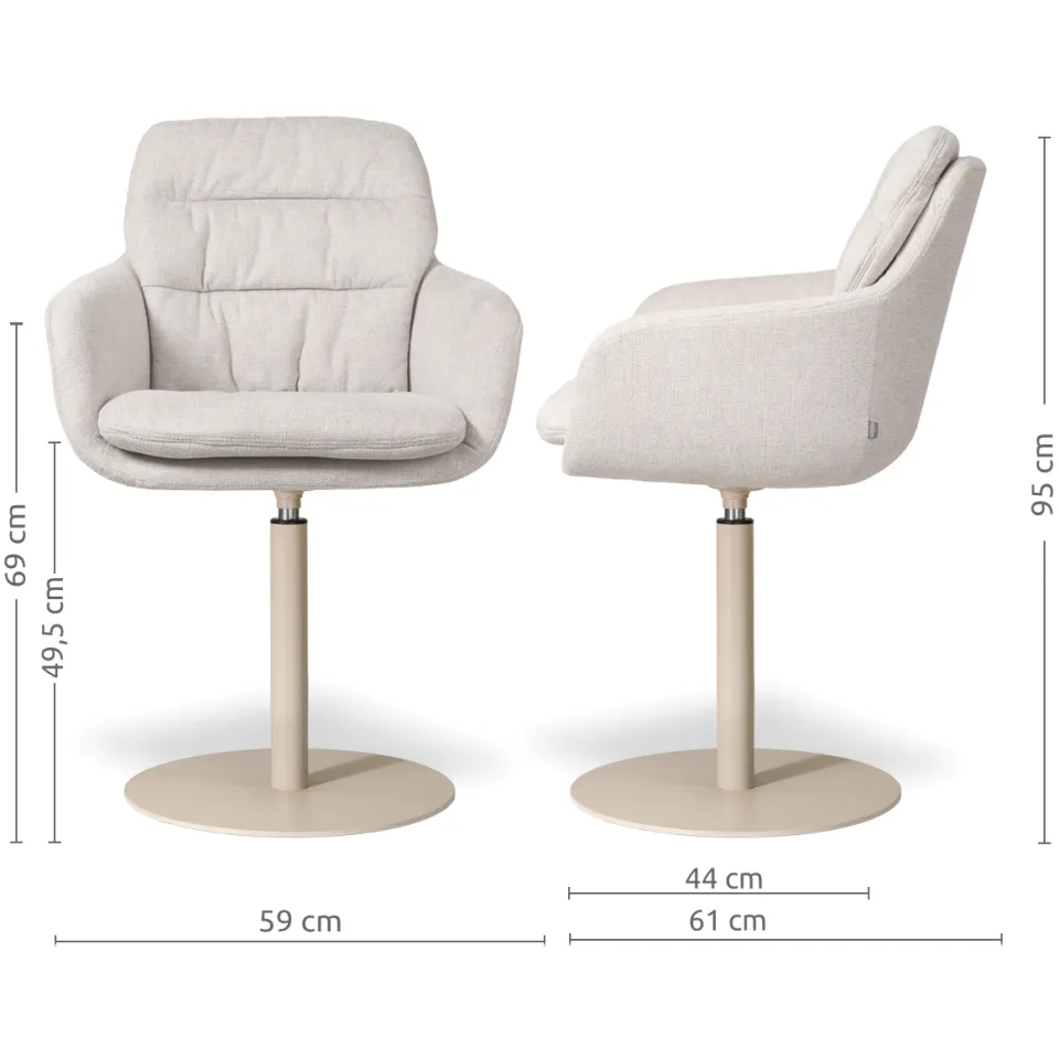 Nolon Niva-Mia draaibare tulp eetkamerstoel beige - beige onderstel