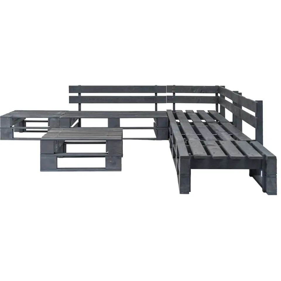 vidaXL 6-delige Loungeset pallet hout grijs, foto 2