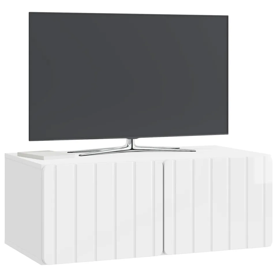 vidaXL Wandbeugel TV-kast 78,5 x 41 x 30 cm Hoogglans Wit Bewerkt hout