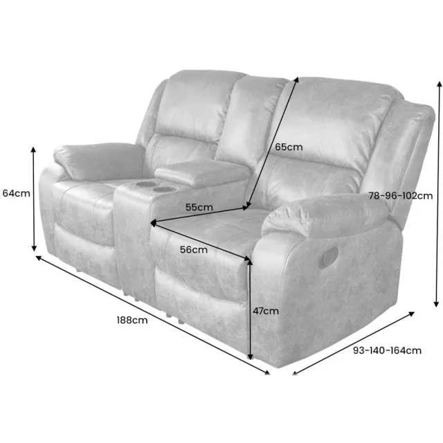 Invicta Interior Exclusieve 2-zits bioscoopfauteuil HOLLYWOOD 190cm zwarte TV-fauteuil met bekerhouder - 39474 Zie omschrijving