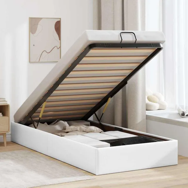 vidaXL Bedframe zonder matras 100x200 cm kunstleer wit