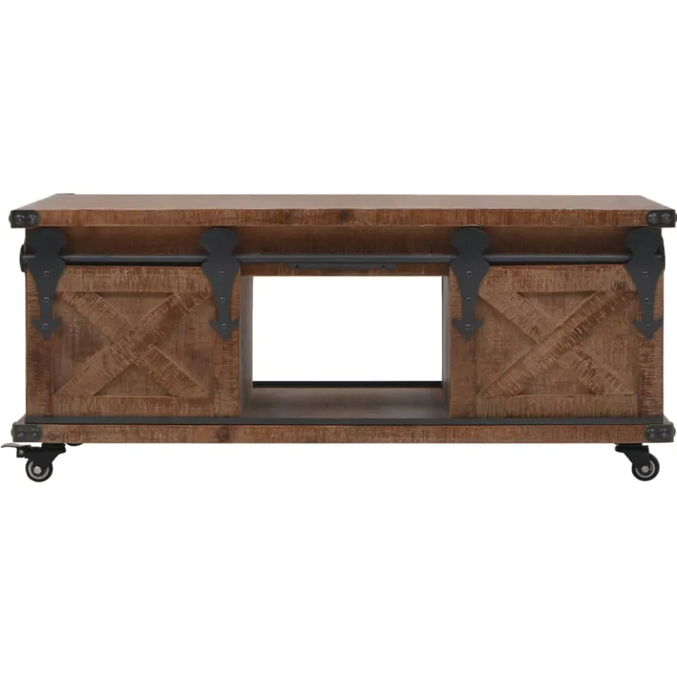 vidaXL Salontafel 91x51x38 cm massief vurenhout bruin, foto 2