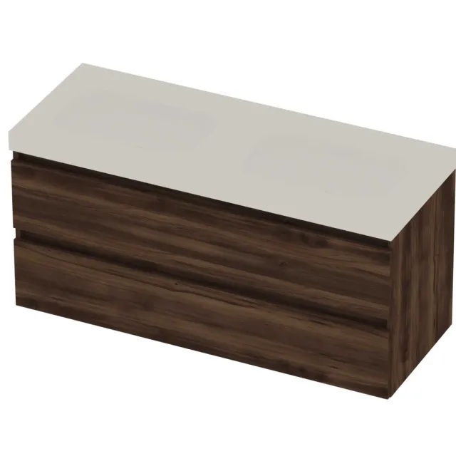 Basic-Line Moby 46 Badmeubelset Polystone 120x46x58 cm M46MWEBA120D0 Barista Oak Mat Wit