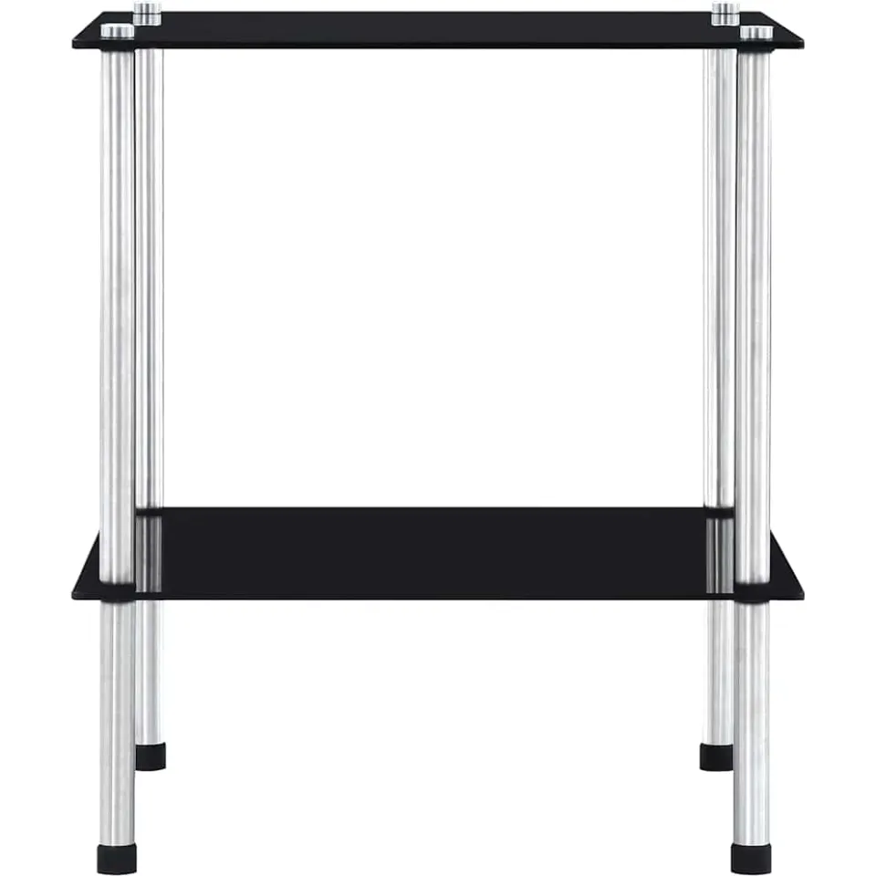 vidaXL Kastje 2-laags 40x40x47 cm gehard glas zwart