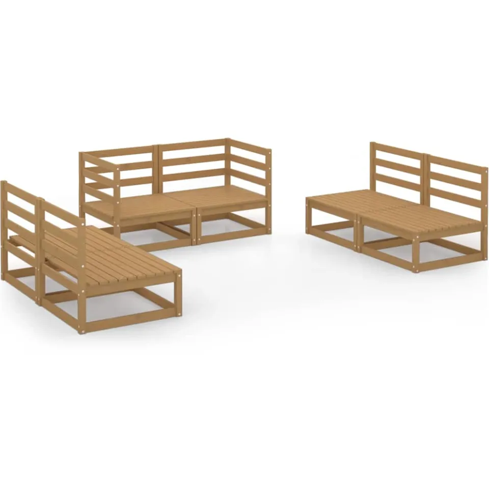 vidaXL 6-delige Loungeset massief grenenhout honingbruin bruin, foto 3