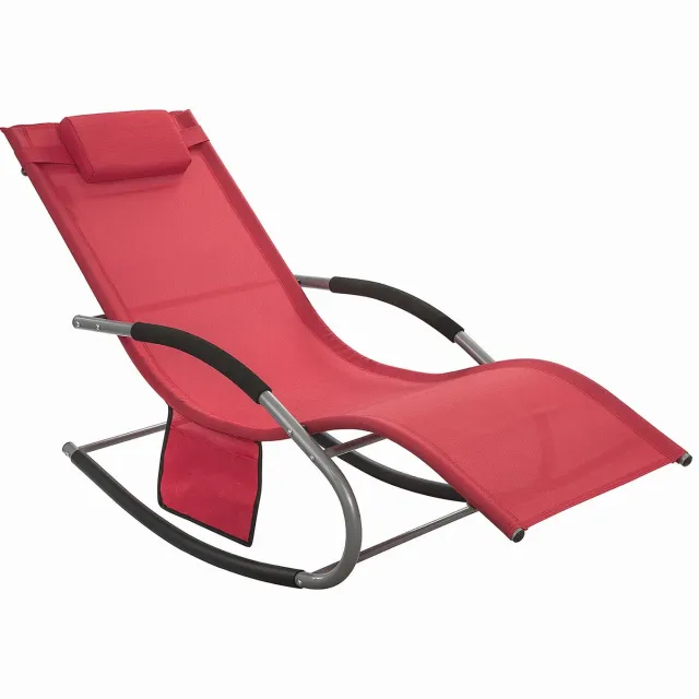 Happiq Ligstoel tuin - Voor tuin, binnenplaats of strand - Schommelend en ademend - Rood