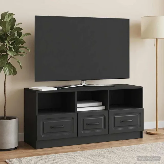 vidaXL TV-kast met lade Zwart 102 x 34,5 x 47 cm Bewerkt hout