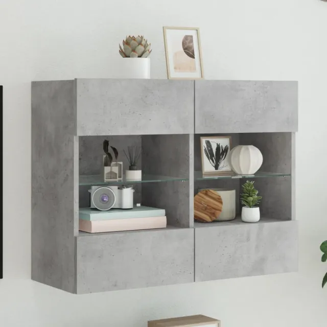vidaXL Tv-wandmeubel met LED-verlichting 78,5x30x60,5 cm betongrijs grijs, foto 2