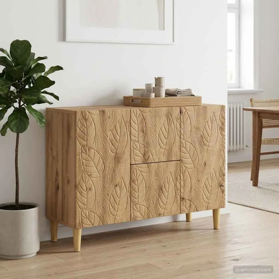 vidaXL Dressoir Artisanaal eiken 89 x 34,5 x 60 cm Bewerkt hout, foto 3