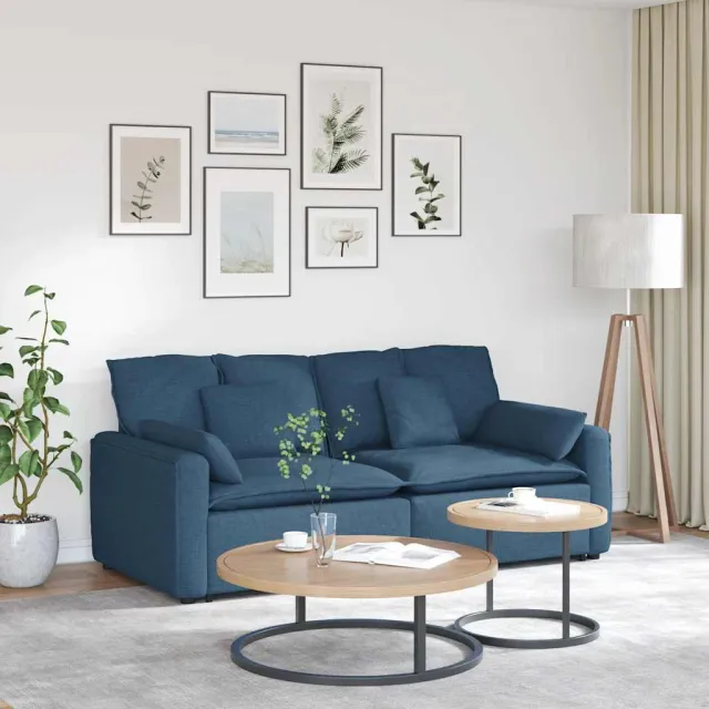 vidaXL Modulaire bank met kussens blauw