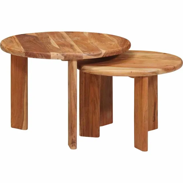 vidaXL Nest Koffietafels 2 st Bruin Ø 50 x 40 cm Massief Acaciahout