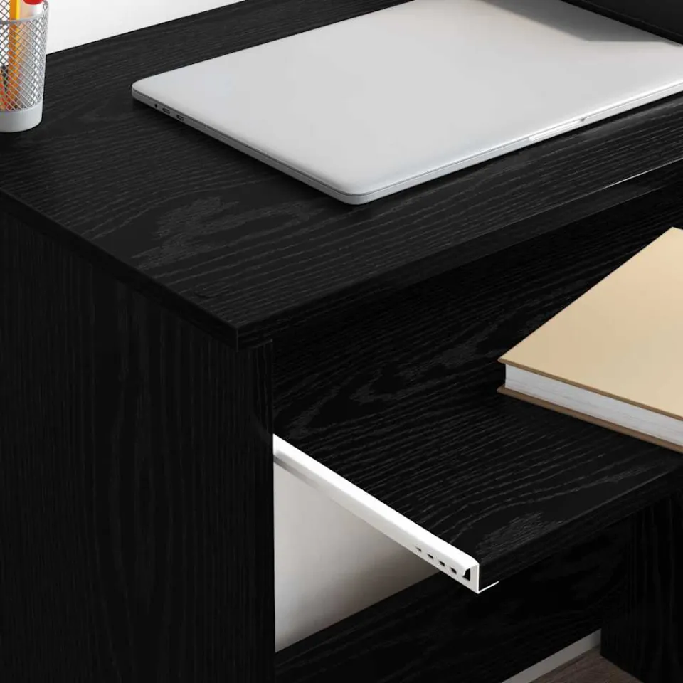 vidaXL Bureau Zwart Eiken 120,5 x 44 x 88,5 cm Bewerkt hout, foto 4