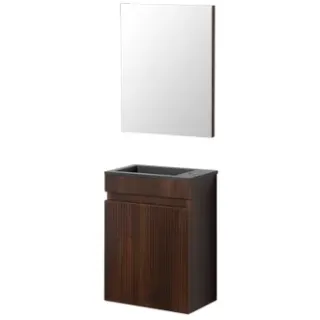 AquaVive - Praxis Eigen Merk Aquazuro Fonteinmeubelset Napoli Notelaar Geribbeld 40cm Hout