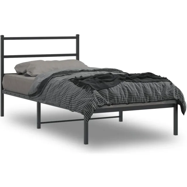 vidaXL Bedframe met hoofdbord metaal zwart 107x203 cm