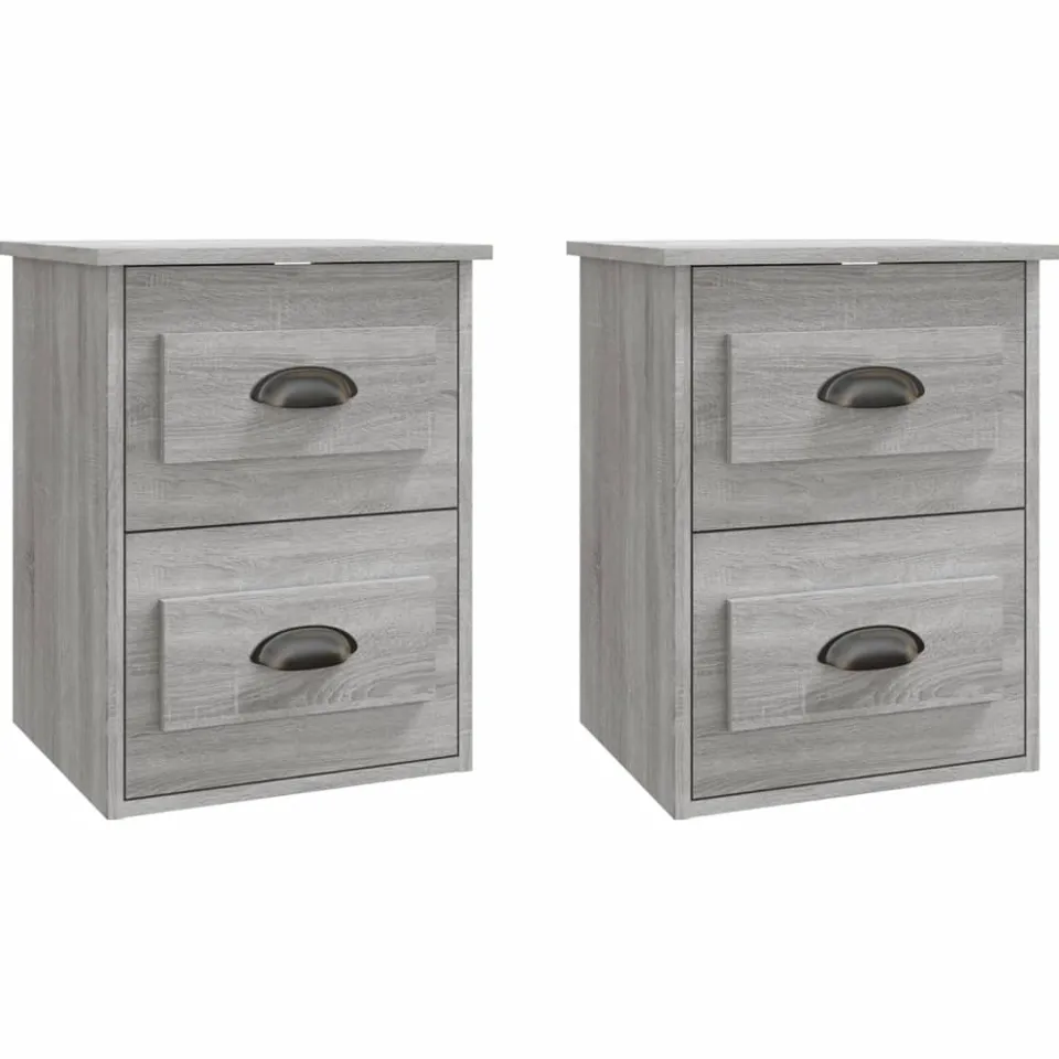 vidaXL Nachtkastjes 2 st wandgemonteerd 41,5x36x53 cm grijs sonoma