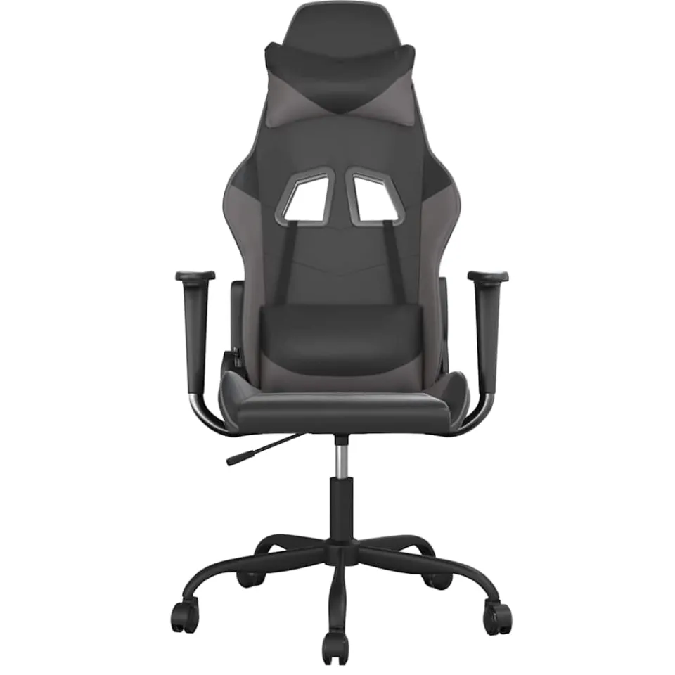 vidaXL Massage gamestoel kunstleer zwart en grijs