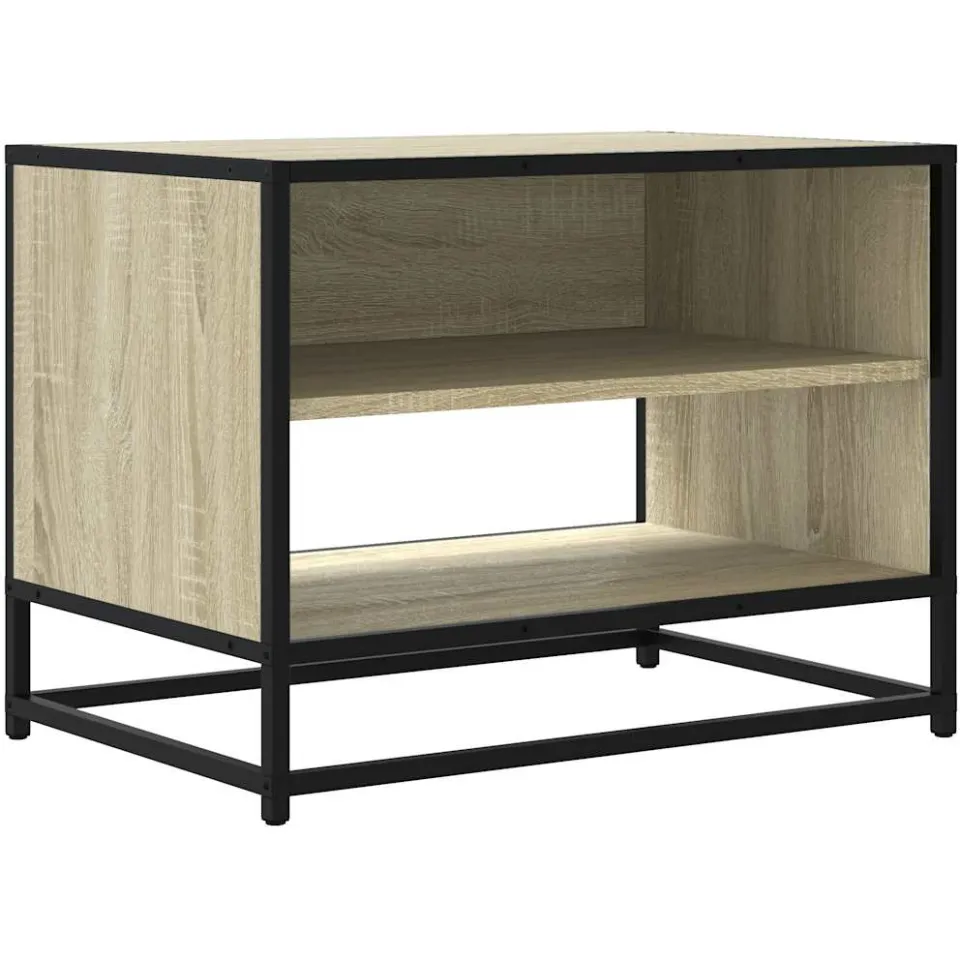 vidaXL Tv-meubel 61x40x46 cm bewerkt hout metaal sonoma eikenkleurig Bruin