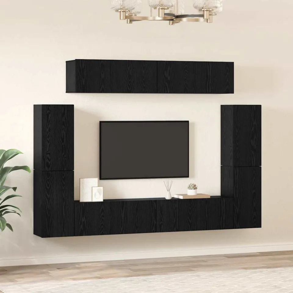 vidaXL Tv-meubelset 8 st 80 x 30 x 30 cm Zwart eiken, foto 4