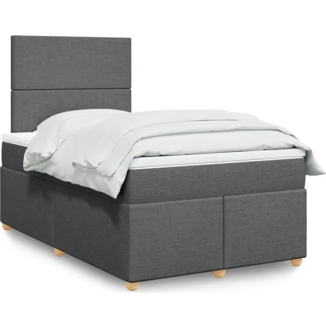 vidaXL Boxspring met matras stof donkergrijs 120x200 cm grijs