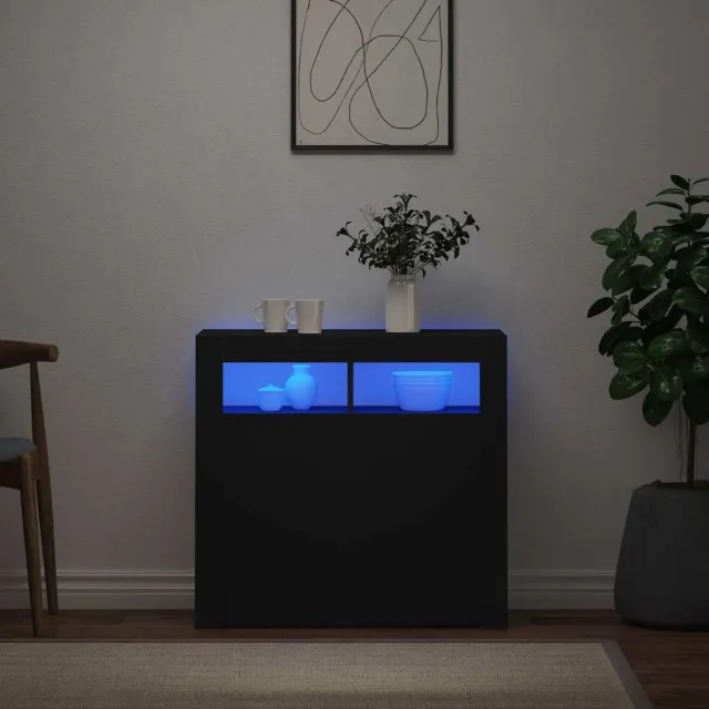 vidaXL Dressoir met LED-verlichting 80x35x75 cm zwart