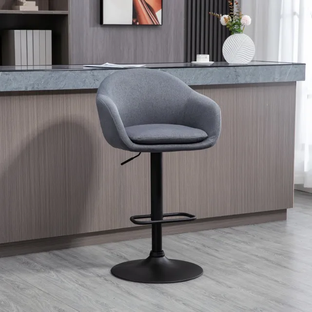 MODENUIT Barkruk 54 x 54 x 112 cm - Hoogteverstelbaar en 360 Graden Draaibaar - Voor Bar - Stof Donkergrijs
