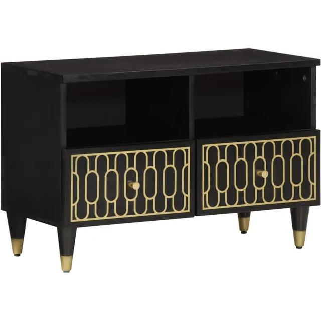 vidaXL Tv-meubel 70x33x46 cm massief mangohout Zwart